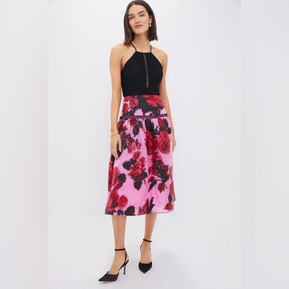 NWT Tuckernuck Cerise Begonia Blossom Eyelet Lace Jacquard Joss Midi Dress Sz L